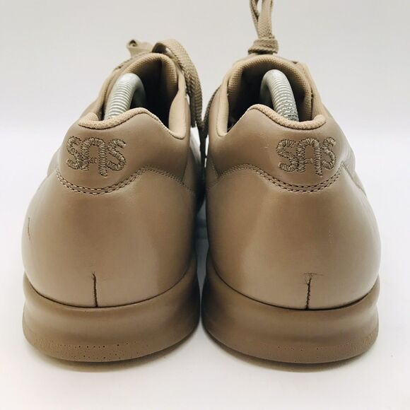 SAS Free Time Taupe Leather Women's 12W Shoes Comfy Lace Up Walking Sneakers - Picture 3 of 13